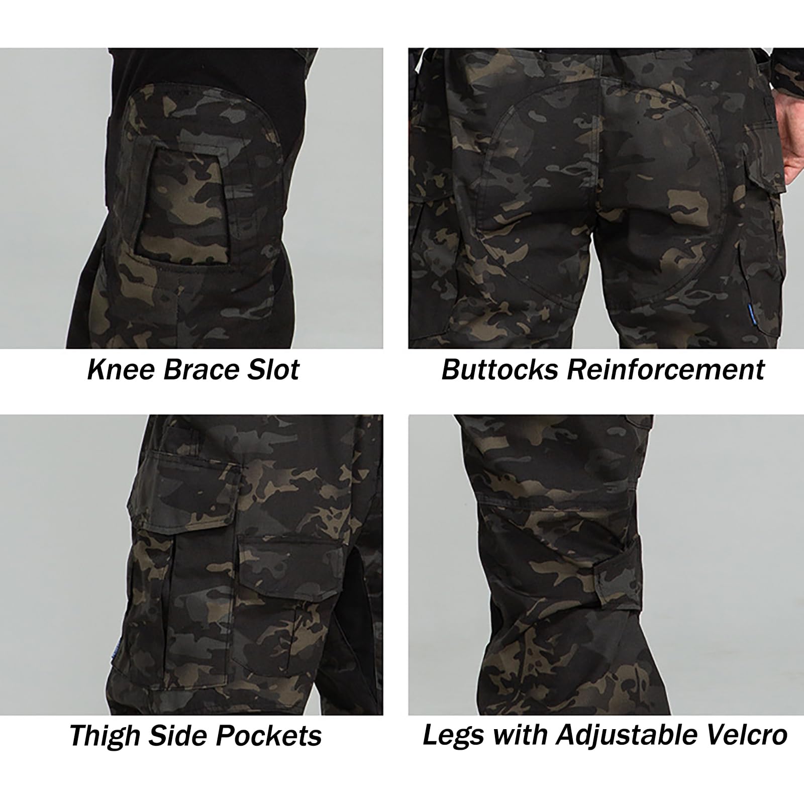 Homme Tactique Camouflage Costume Uniforme Militaire Tenue Airsoft Chemise Combat Cargo Pantalon pour Paintball Chasse(Size:S,Color:Python Vert)