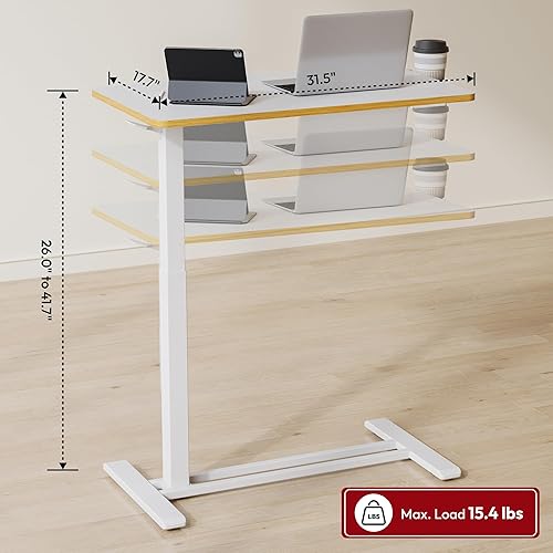 Vista 40 de SANODESK Mesita de noche médica ajustable con ruedas ocultas, mesa de escritorio neumática para computadora portátil de pie con bandeja, hospital