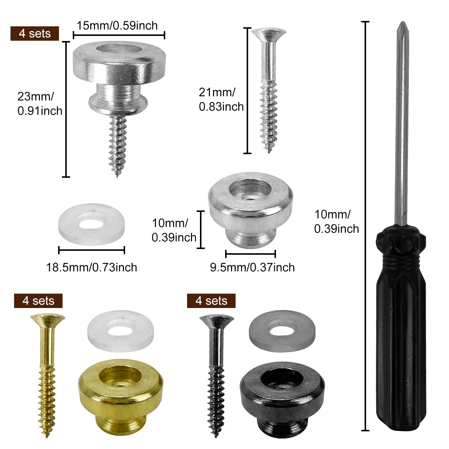 12Pcs Guitar Strap Locks Guitar Strap Button Lock Pins Metal End Pins with Mounting Screws Anti Slipping Guitar Strap Lock Parts Accessories Music Parts for Guitar Bass Ukulele - Image 2