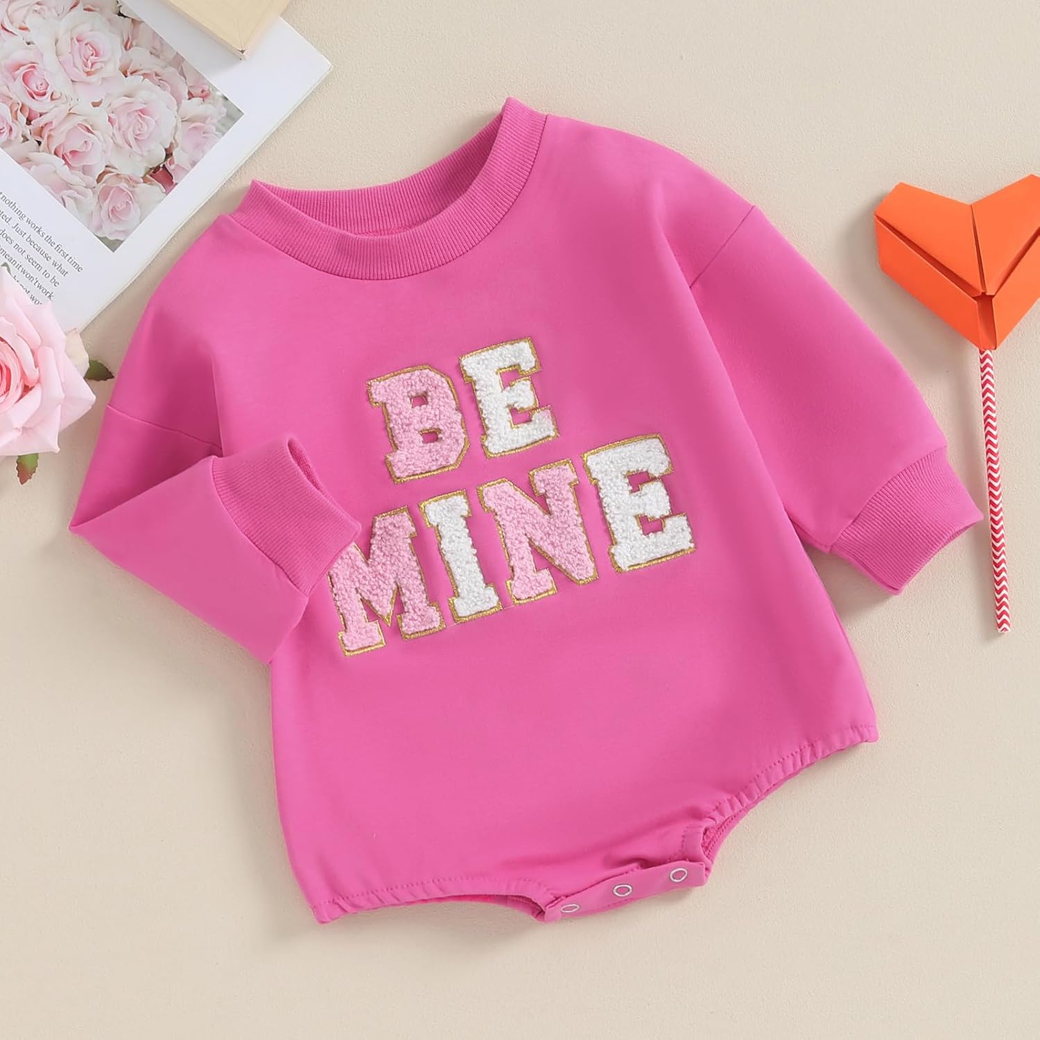 Baby Girl Boy Valentines Day Outfit Cute Heart Sweatshirts Bubble Romper Onesie Valentines Day Toddler Clothes - Image 7