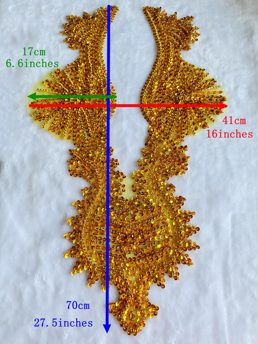 Handmade Crystal on lace Applique Sewing Rhinestones Beads Sequins Patches Trim Luxury Decoration Accessories for Wedding Dress (Deepgreen)