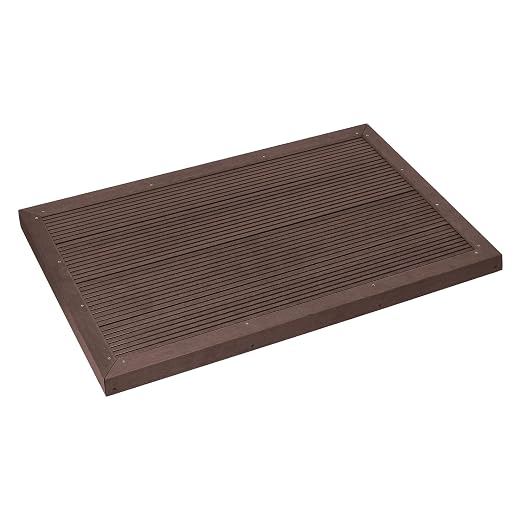 ML-Design Elemento de Suelo de WPC para Ducha Solar Marrón 101 x 63 x 5,5 cm Base Antideslizante Incluye Material de Montaje Placa Exterior Pavimento Robusto para Piscina de Patio o Jardín