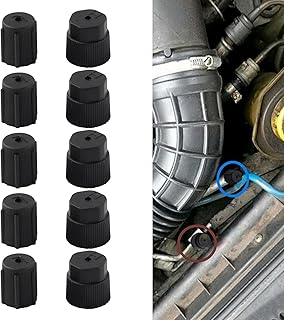 10 PCS Air Conditioner Valve Core Cap, High Pressure and Low Pressure A/C Port Repair Cap, ABS Plastic Waterproof Tight Fit Sealing Cap Accessories, Universal for Most Cars Trucks (Black)