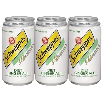 Schweppes Ginger Ale Zero Sugar Soda, 7.5oz cans, 6pk
