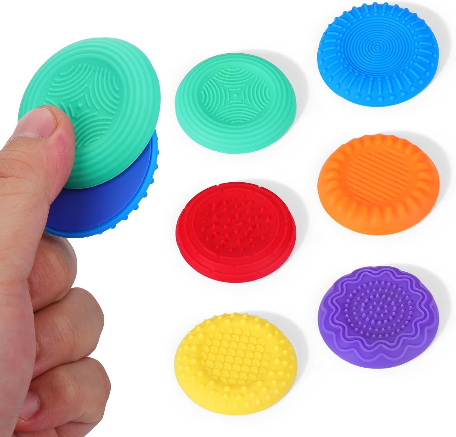 BUSOHA Fidget Toys Adults - 6 Pack Silicone Fidget Slider Relieve Anxiety for Classroom Office Desk 2 in 1 Sensory Travel Toys for Calming,Stress,Autism and ADHD,Gifts for Adults Men Women