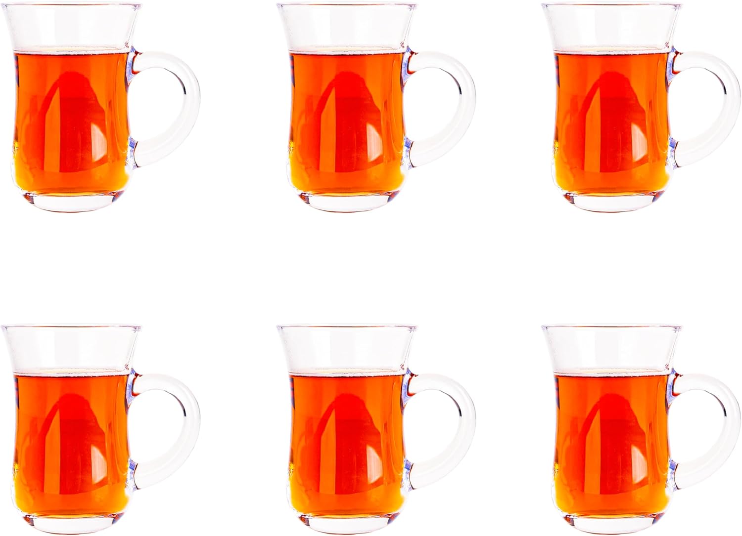 Turkish Tea Glasses With Handle - Small 5.2oz Tea Cups Set Of 6 - Drinkware For Hot And Cold Beverages