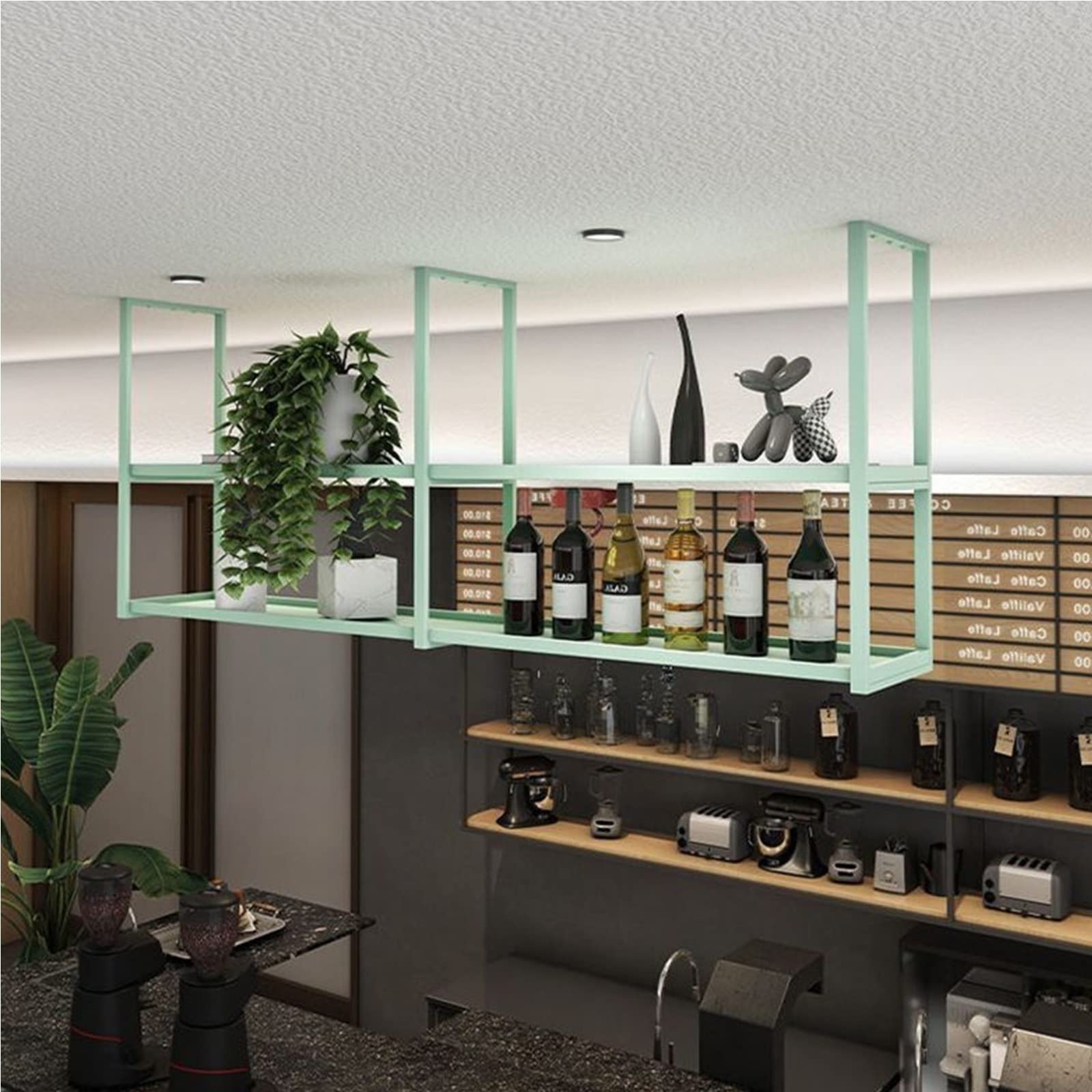 Exposed Ceiling Rack Ceiling Mounted Display Racks Hanging Wardrobe With Clothes Rail,