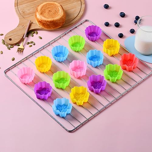 Miniatura 7 de Vasos de silicona reutilizables para hornear, forros de silicona de tamaño mini de 2 pulgadas para hornear, forros reutilizables para muffins con