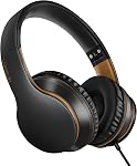 Lorelei X6 Over-Ear Headphones with Microphone, Lightweight Foldable and Portable Stereo Bass Headphones with 1.45 m Tangle-Free, Wired Headphones for Smartphone Tablet MP3/4 (Space Black)
