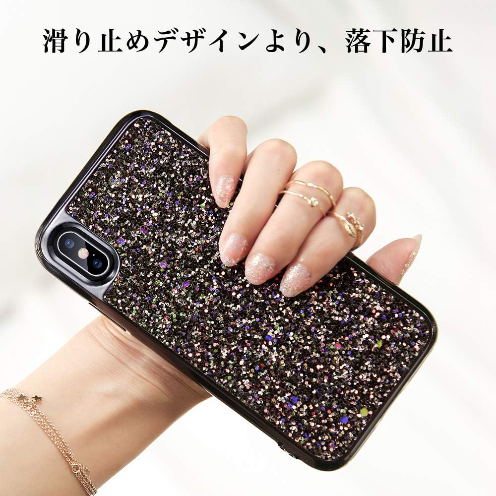 ESR Glitter Hard Case for iPhone Xs Max, Bling Hard Cover with Dual-Layer Structure [Hard PC Back Exterior + Soft TPU Interior] for The iPhone 6.5 inch(Released in 2018)(Black)