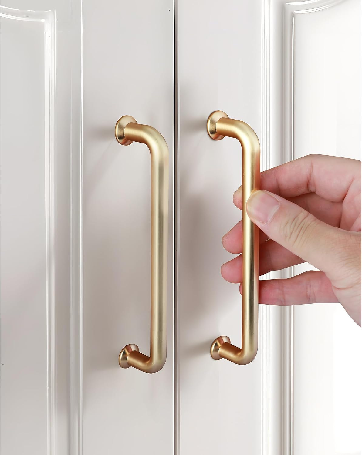 Malimali 10 Pack 5 Inch Brushed Brass Kitchen Cabinet Handles Copper Gold Cabinet Pulls Antique Dresser Drawer Pulls Farmhouse Kitchen Hardware for Cabinets Cupboard Closet