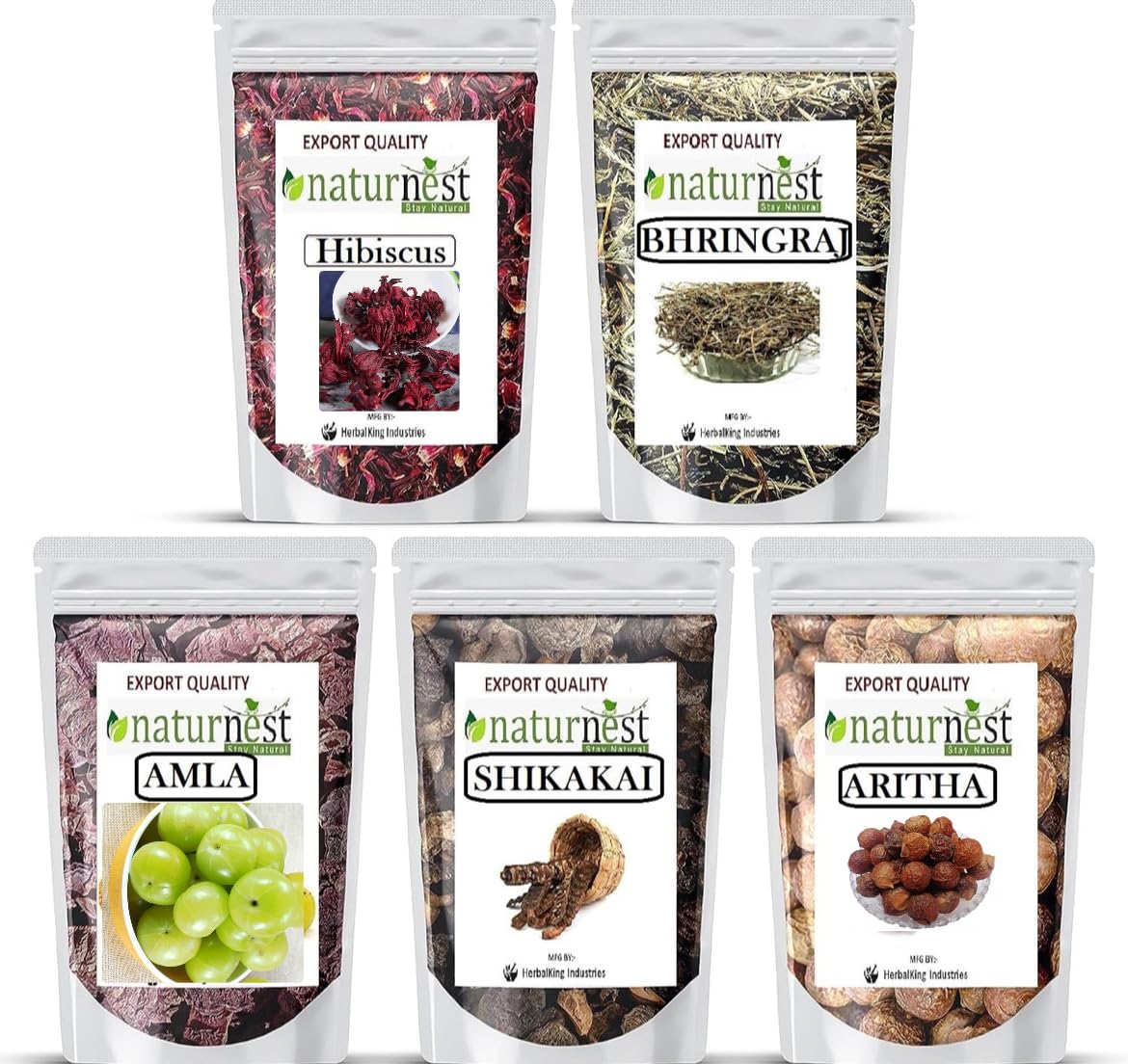 Amla Reetha Shikakai Bhringraj Hibiscus Raw For Hair shine and Improve Cleanses Hair Testure (100gmX5, Pack of 5)-image-19