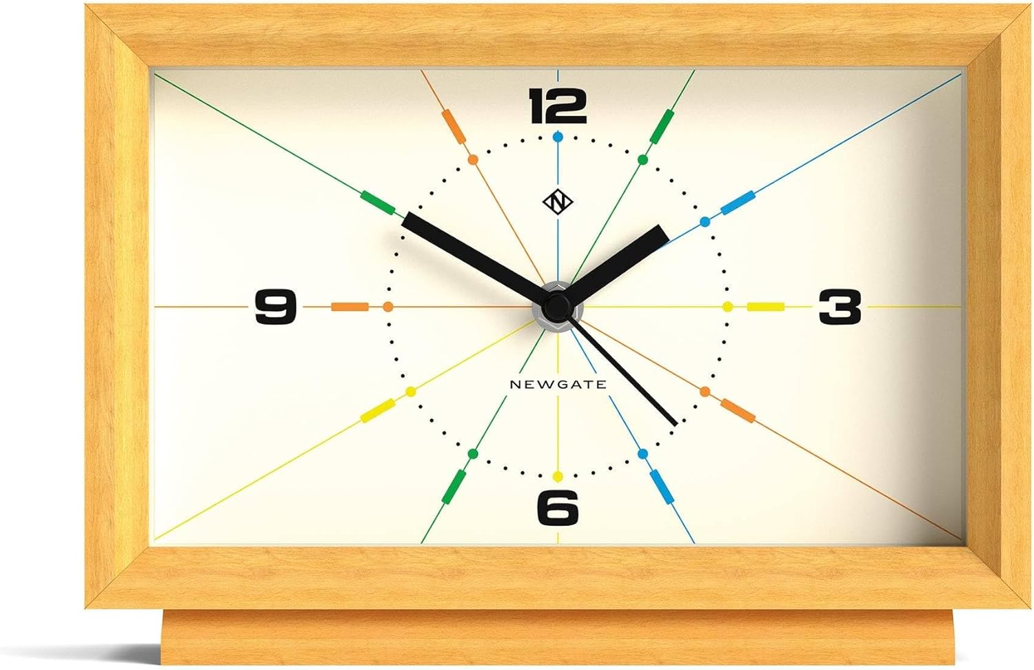 NEWGATE® Hollywood Desk Clock | Contemporary Rectangular Design | Solid Wood | Pale Oak Finish | Mid-Century Style for Desk, Table top, Shelf or Bedside