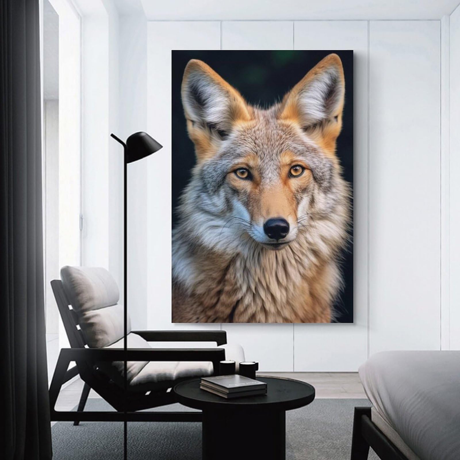 Junmoney Coyote Wildlife Photo Canvas Wall Picture 20x30inch(50x75cm), for Picture Wall Styling in Lounge Or Bedroom, Decorative Artwork with Flexible Styling