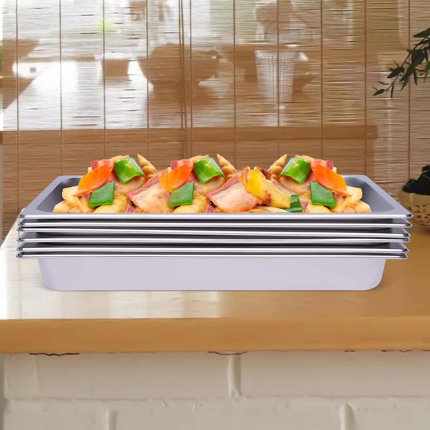 Full Size Steam Table Pans,6-Pack 2.36inch Deep Restaurant Steam Table Pans Commercial,0.7mm/0.03inch Thick Stainless Steel Hotel Steaming Pans 20.87x12.99x2.36inch (2.36inch Deep, Full Size)