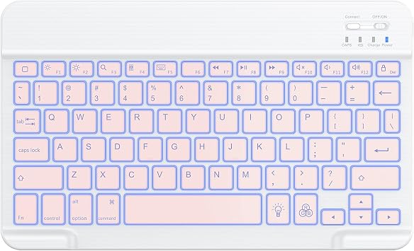 OMOTON 7 Color Backlit & Rechargeable Bluetooth Keyboard for iPad & iPhone