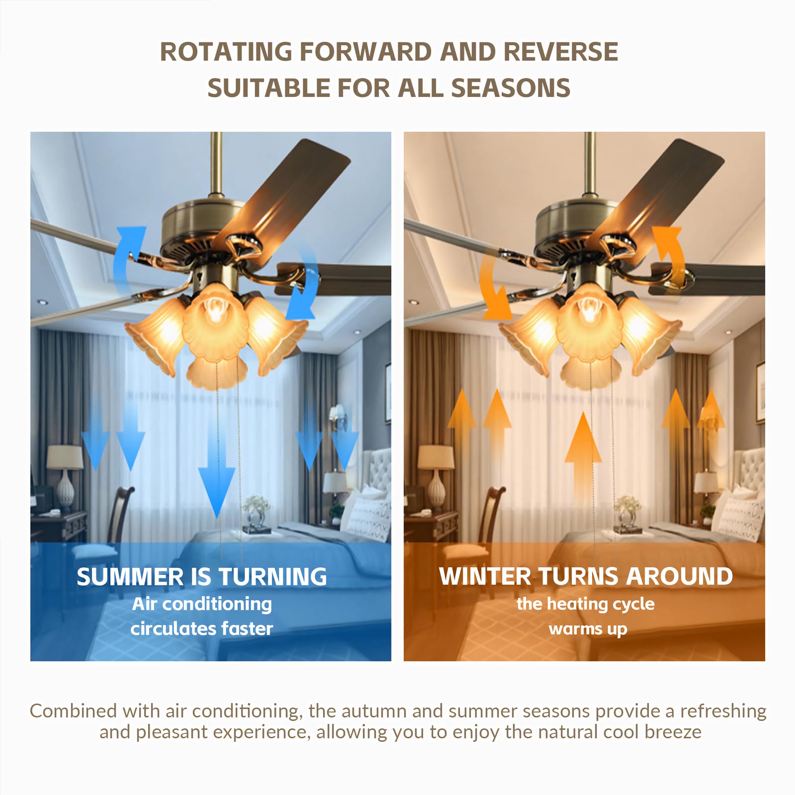 Amazon.com: ZXKLXYY Retro Coppery Reversible Ceiling Fan，5 Fan