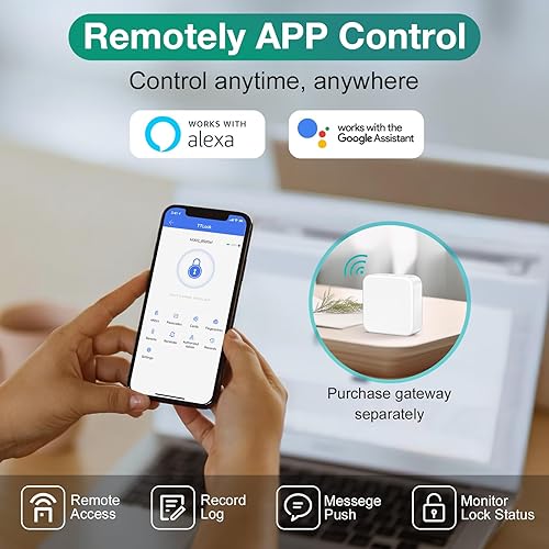 Miniatura 6 de Cerradura de puerta inteligente sin llave con TTLock APP pantalla táctil de huellas dactilares, teclado de tarjeta IC, llave de carga tipo C,