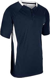 Clean Up - Camiseta de béisbol y softbol (2 Botones, Talla XXL), Color Azul Marino, Blanco