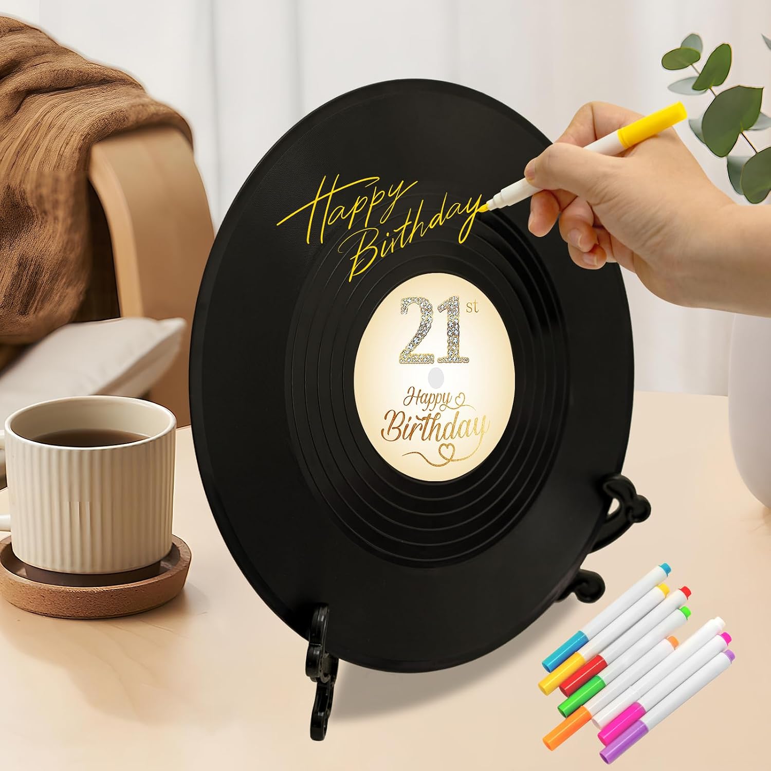 21st Birthday Party Decorations Vinyl Record Guest Book 11.6" image 5