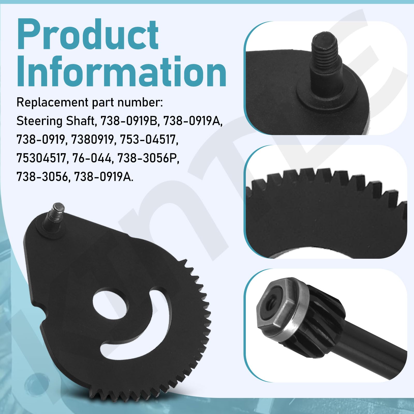 738-0919B - Eje de dirección y kit de engranajes de sector 617-04094 para cortacésped Troy-Bilt Craftsman MTD 247288841 247288810 24728905, reemplaza 738-0919B, 738-0919A, 753-00 4517, 7380919