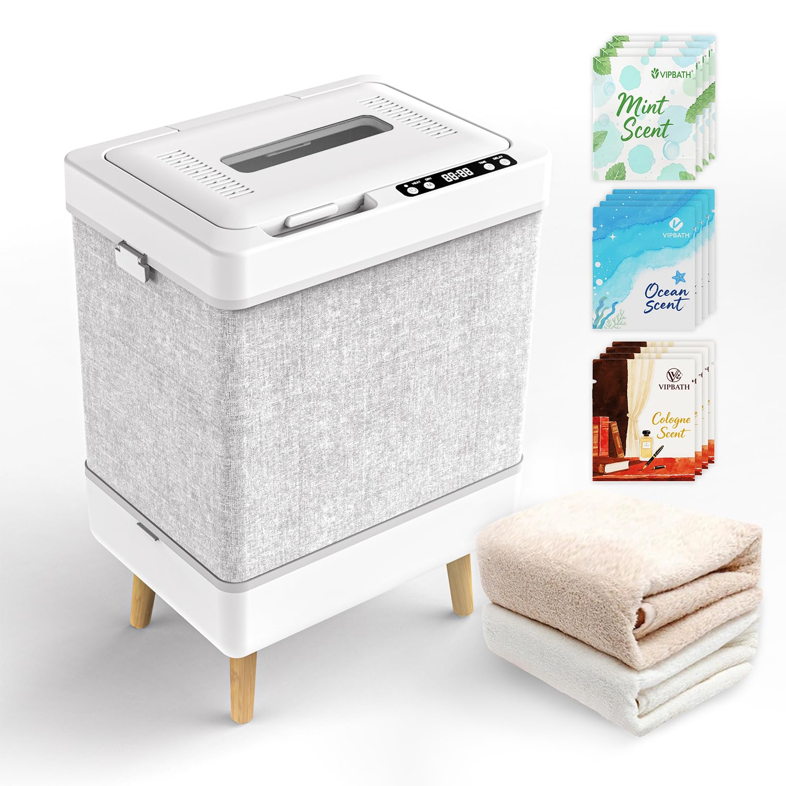 35L Foldable Towel Warmer Bucket, Fits 3 Large Towels or 2 Robes, Fast Heating, One-Piece Space-Saving Design, High-Temperature Indicator, ETL Certified