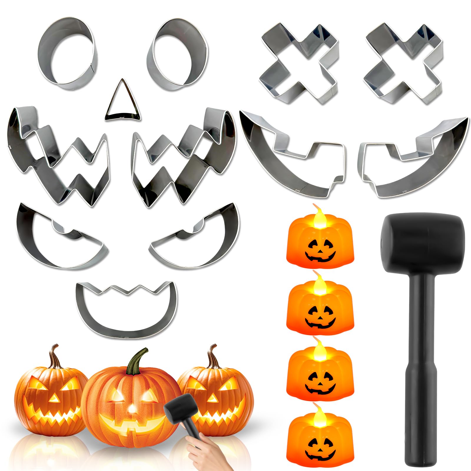 Kit sculpture citrouille pochoirs outils Halloween