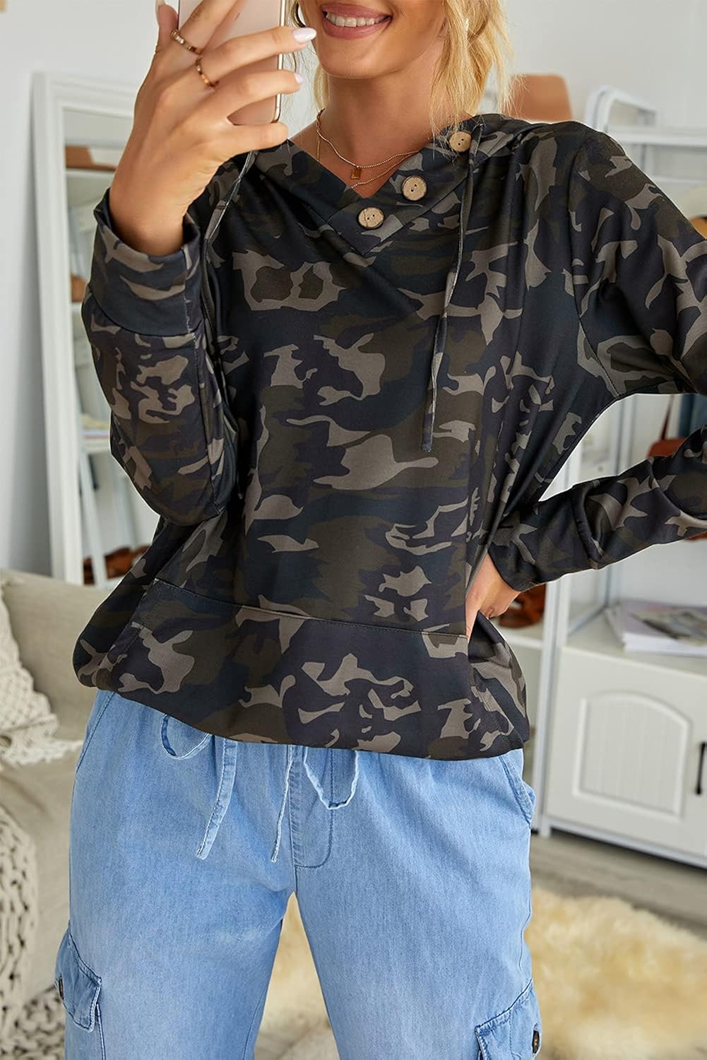 Dokotoo Women's Casual Long Sleeve Hoodies Sweatshirts Drawstring Pullover Tunic Tops With Pockets at  Women’s Clothing store