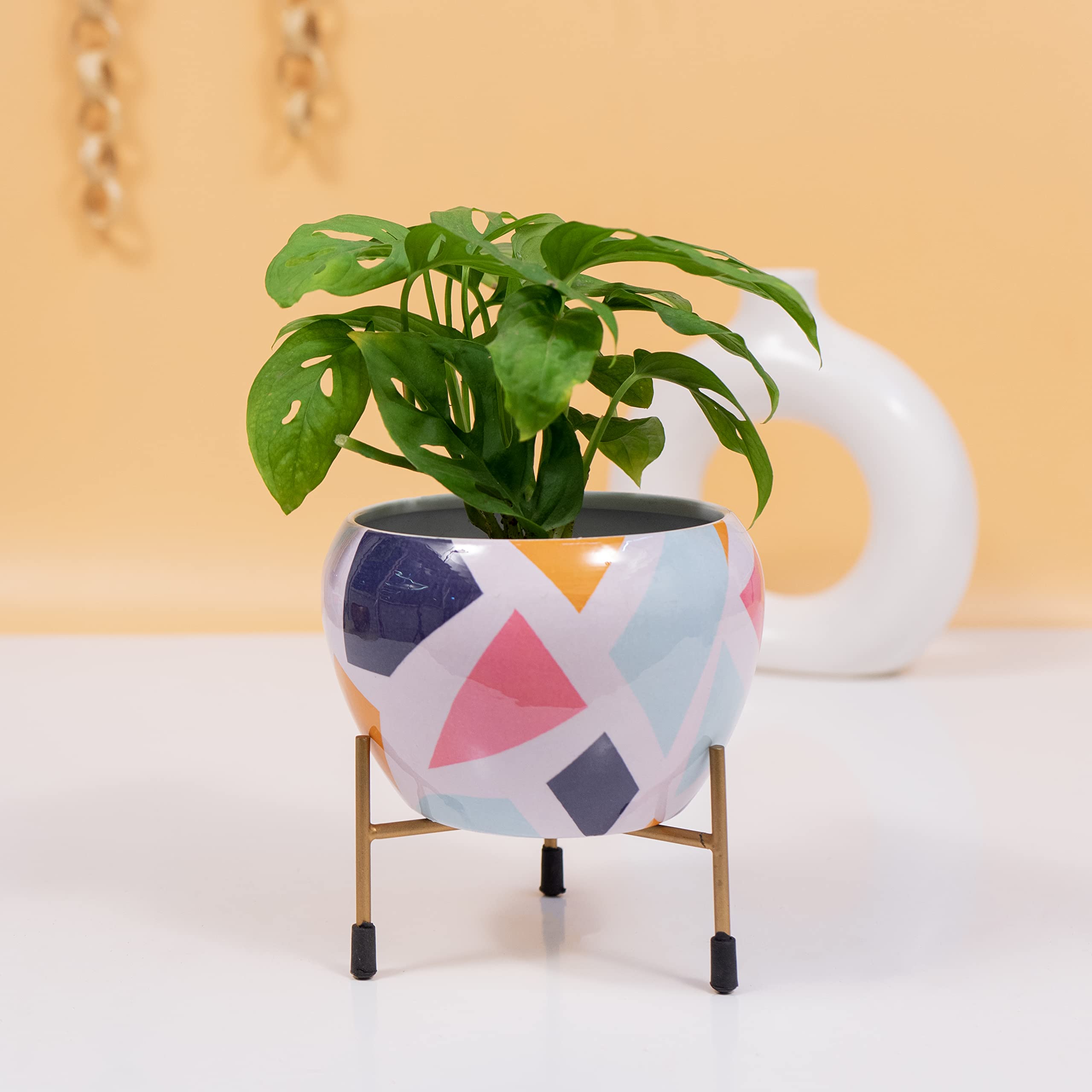 KYARI Nerdy Metal Pots for Indoor Plants with Drainage Hole (Best Flower Pots & Planters for Home Decor, Living Room, Kitchen, Bedroom, Table Top, Office, Gifting, Dimensional Geometric) (B09Y99YFHV) Amazon Price History, Amazon Price Tracker