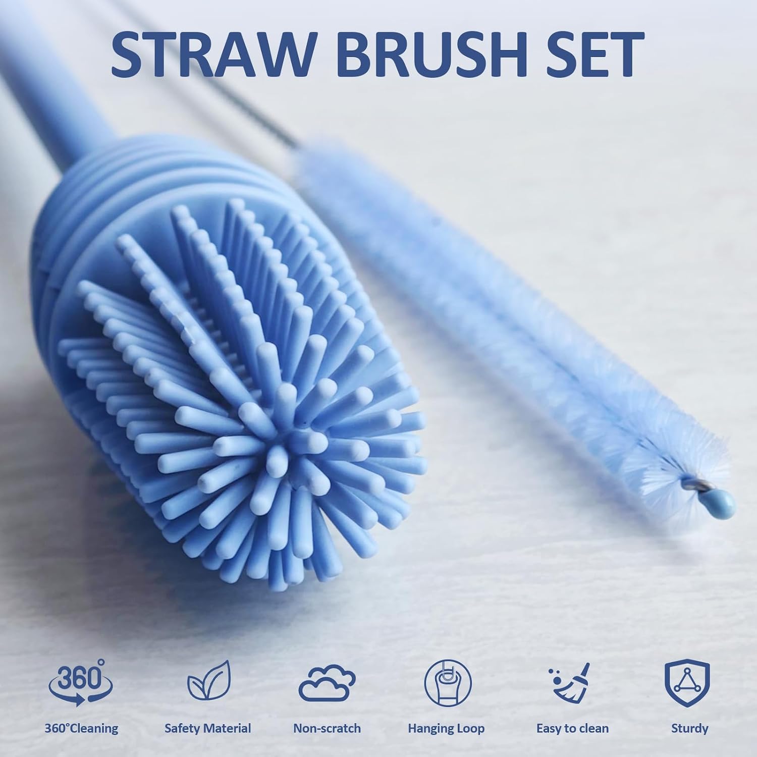 2 in1 Water Bottle Brush with Straw Brush, Cleaning Brush Set