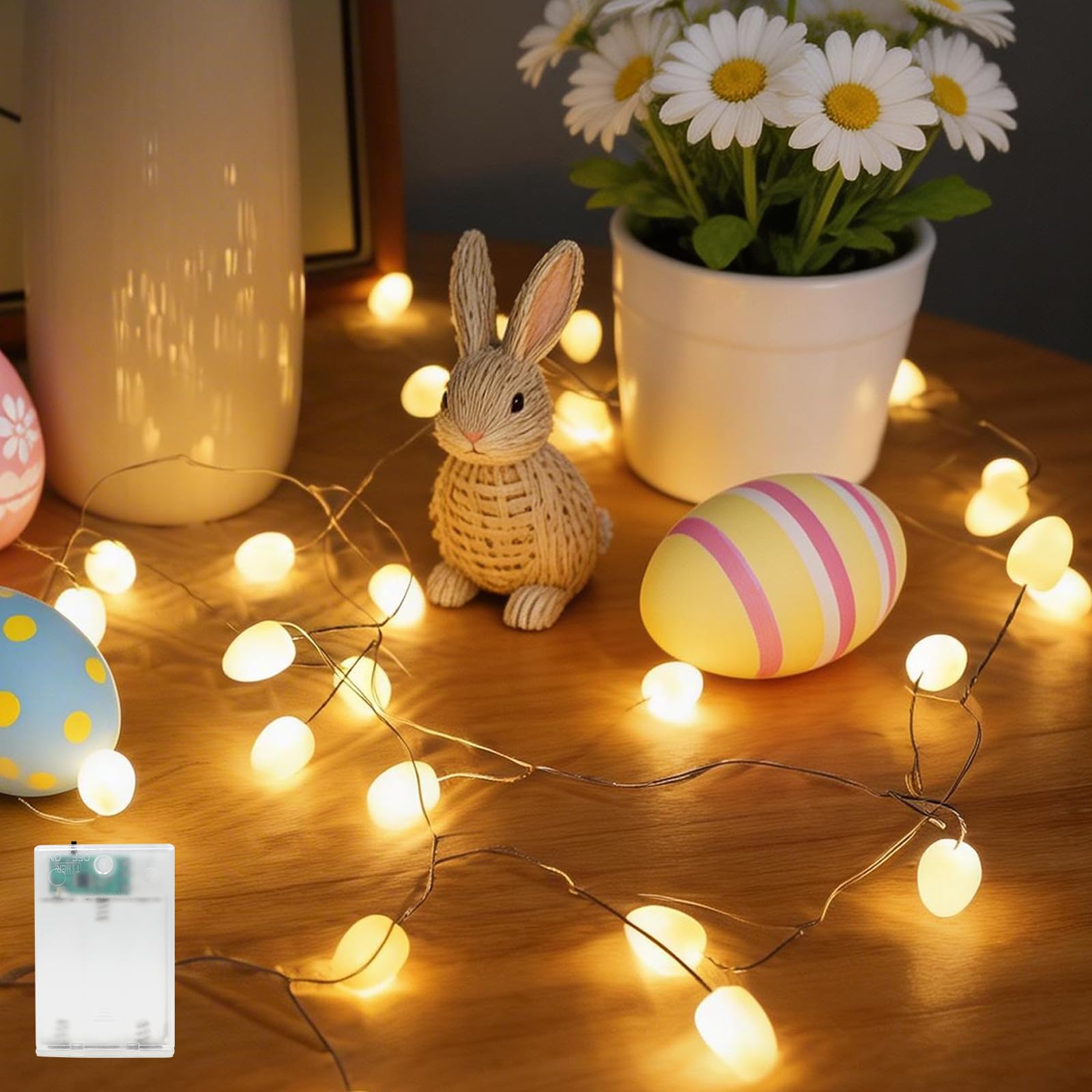 Artrastar Lichterkette Ostern,40 LEDs Warmweiß Lichter,Timer-Funktion,Batteriebetrieben, LED Ostern Lichter, Eier Lichter für Osterdekoration, Partydekoration, Easter Lichterketten Innen & Außen