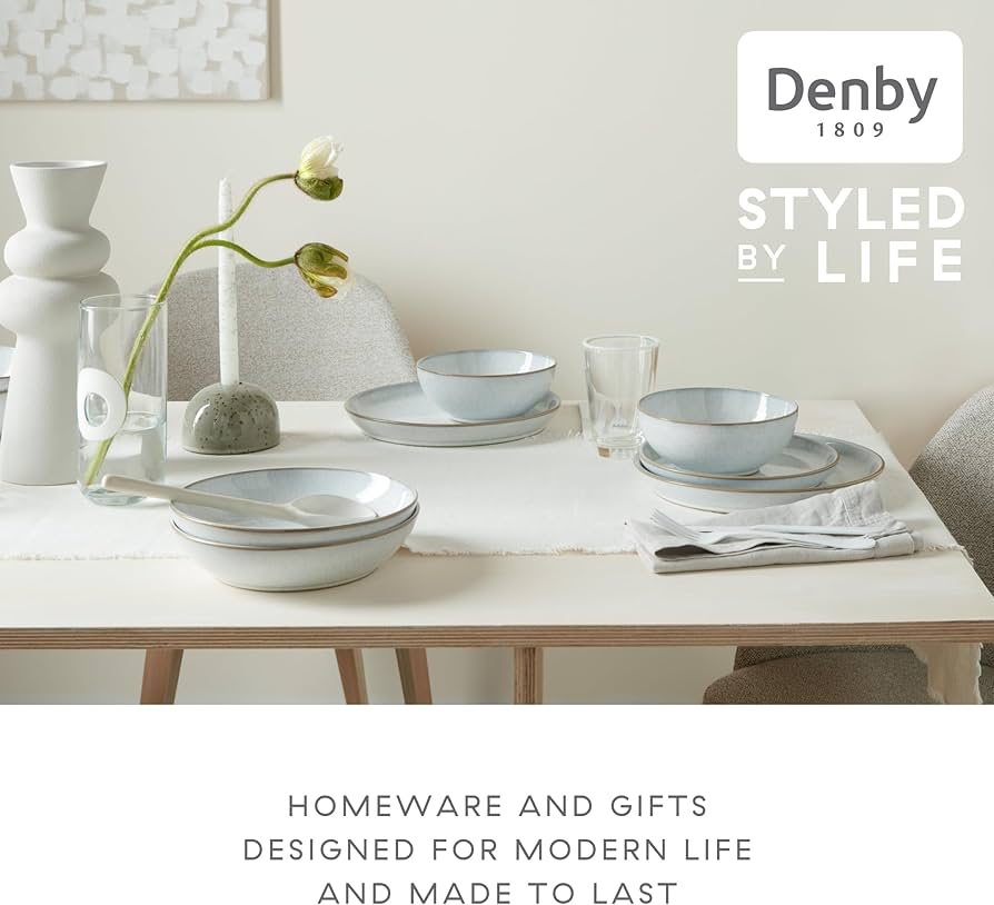 Amazon.com | Denby - White Speckle Dinner Set For 4-12 Piece