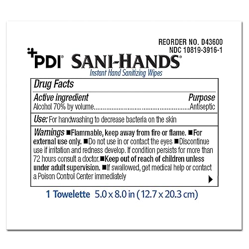 Miniatura 2 de PDI D43600 Sani-Hands Toallitas desinfectantes instantáneas para manos (caja de 100)