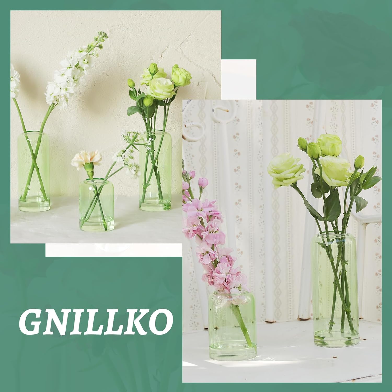 24Pcs Bud Vases Set, Glass Flower Vase for Centerpieces, Small Vases for Flowers, Decor Centerpiece for Bathroom, Decorative Vases for House Warming(Green) - Image 7