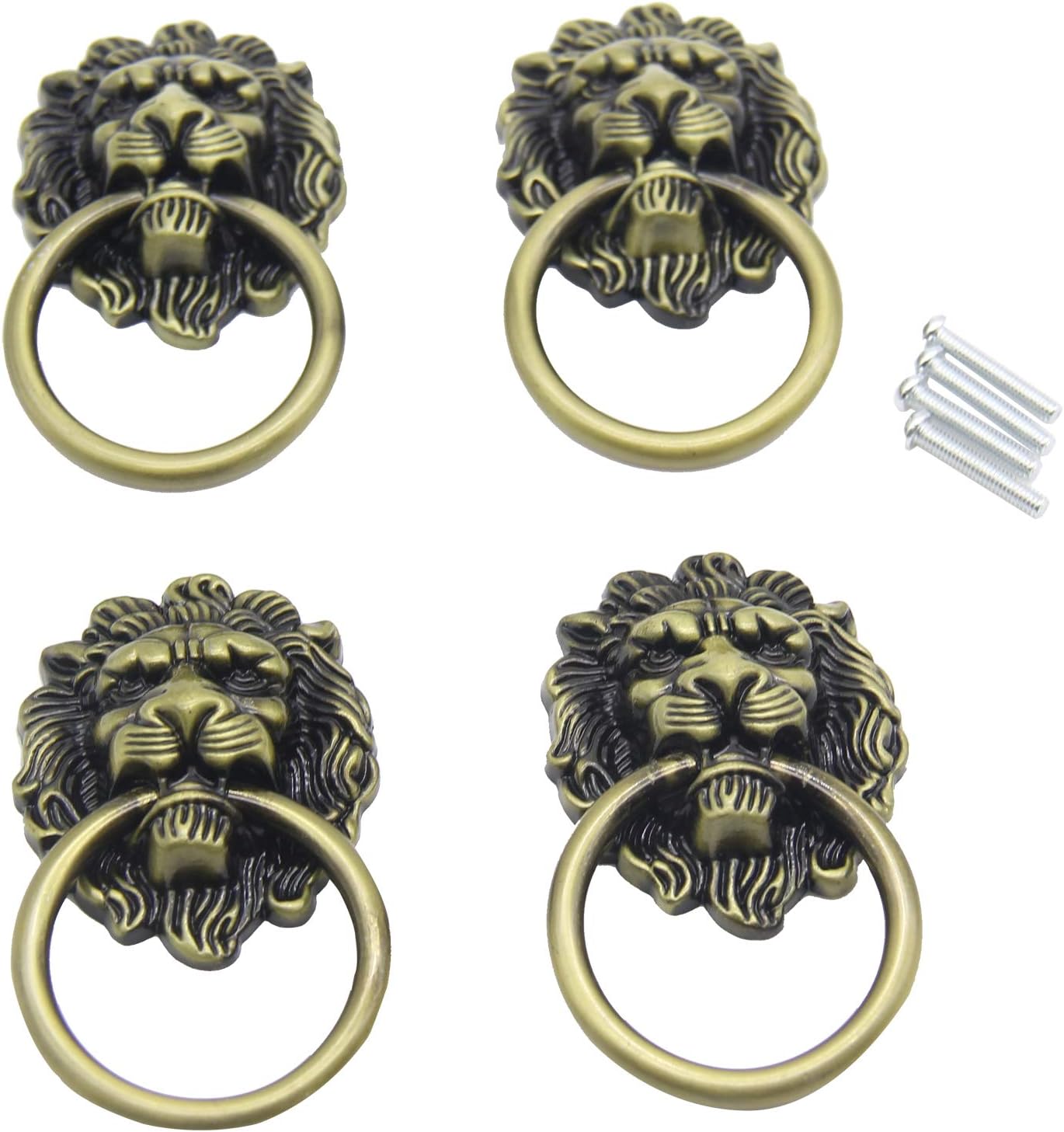 6 Pcs Black Tone Vintage Knobs Pulls Handles Antique Drawer Pull Ring Single Hole Decorative Hardware with Screws for Furniture Cabinet Cupboard Dresser Drawers Black Hand Hardware, 65x24mm