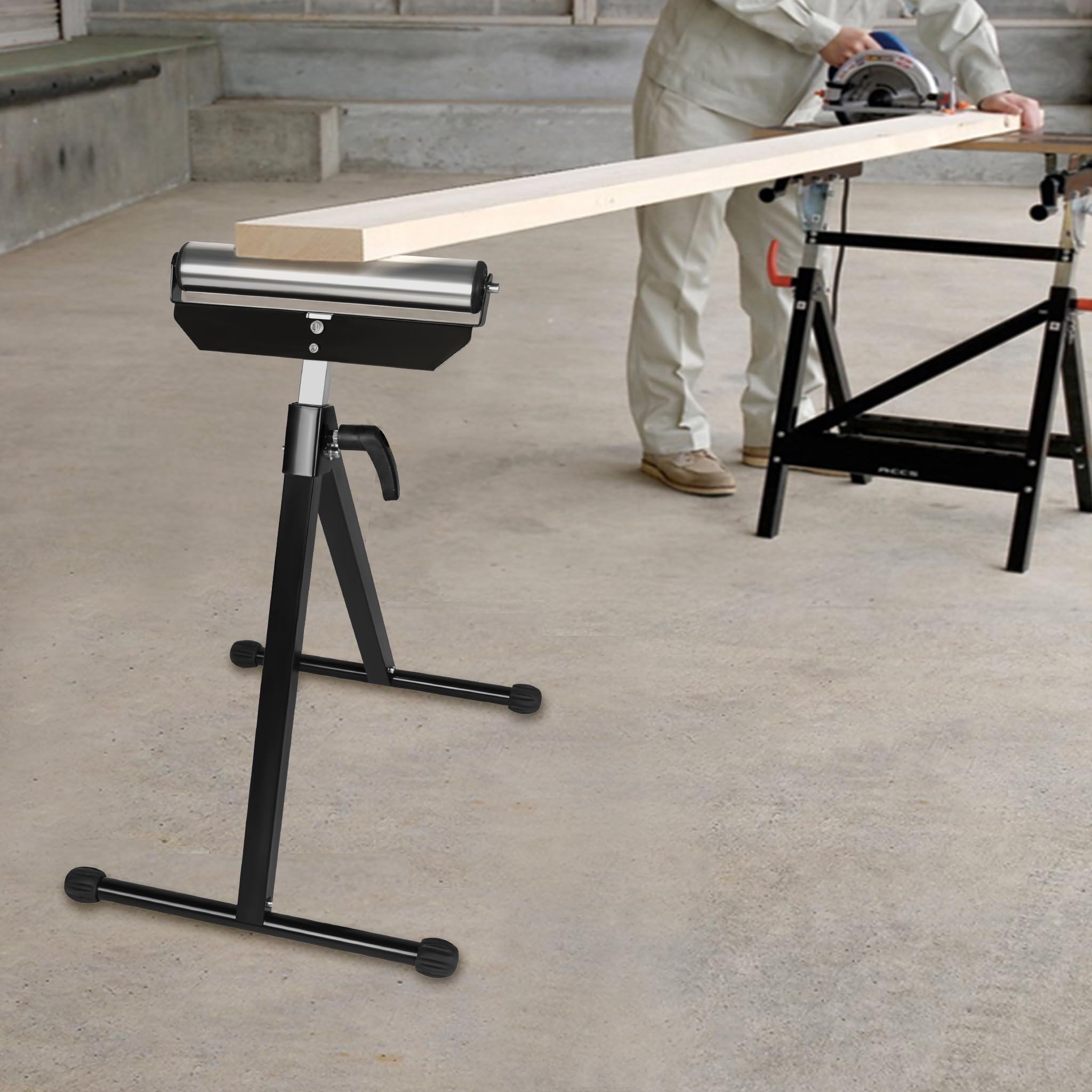 HENGMEI Lot de 2 tréteaux de travail réglables en hauteur et pliables avec pieds antidérapants 68-107 cm