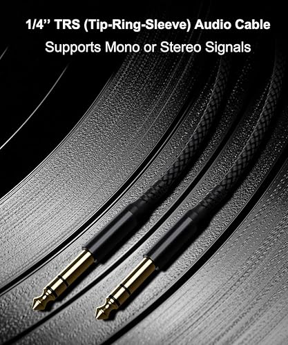 Miniatura 13 de RUXELY Cable TRS para guitarra de 1/4 de pulgada, paquete de 2 unidades de 10 pies, cable de interconexión de audio estéreo macho macho de 0.250 in