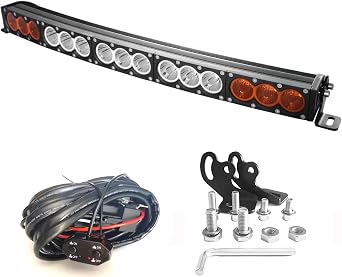 AngelMa 27 Inch 150W Led Light Bars Amber White Offroad for Polaris RZR Trucks Utv Pickup Bumper Rock Tractor 4X4 Boat Vehicle Lights Spot Flood Combo 12V 24V Car Driving Lamp Wiring Harness