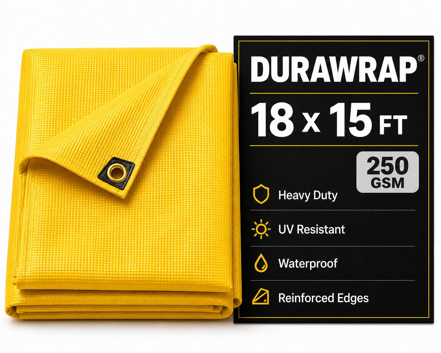 18x15 ft Yellow Tarpaulin 250 GSM Virgin Grade Heavy Duty HDPE Waterproof Tear-Resistant Tarp with Eyelets for Agriculture, Construction, Truck, Roof, Warehouse & Outdoor Cover-image-29