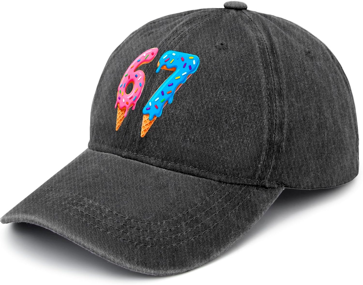 Funny Six Seven 67 Hats for Womens Aesthetic Washed Distressed Baseball Cap - Image 2