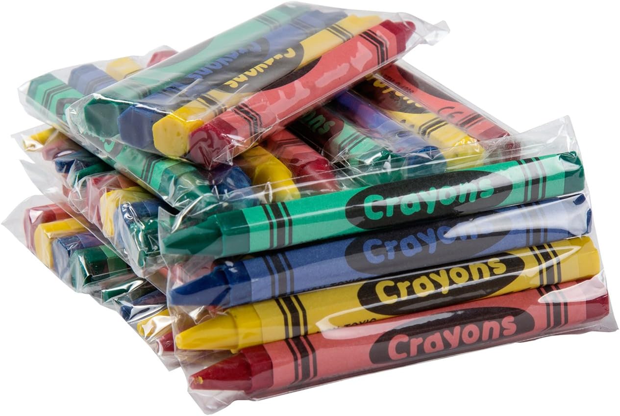 AmerCareRoyal Non-Toxic Honeycomb Crayons for Kids, 4 Colors Individually Cello Wrapped - Assorted Colors for Family Restaurants, Classroom, and Parties, Toddler Crayons in Bulk, Case of 500