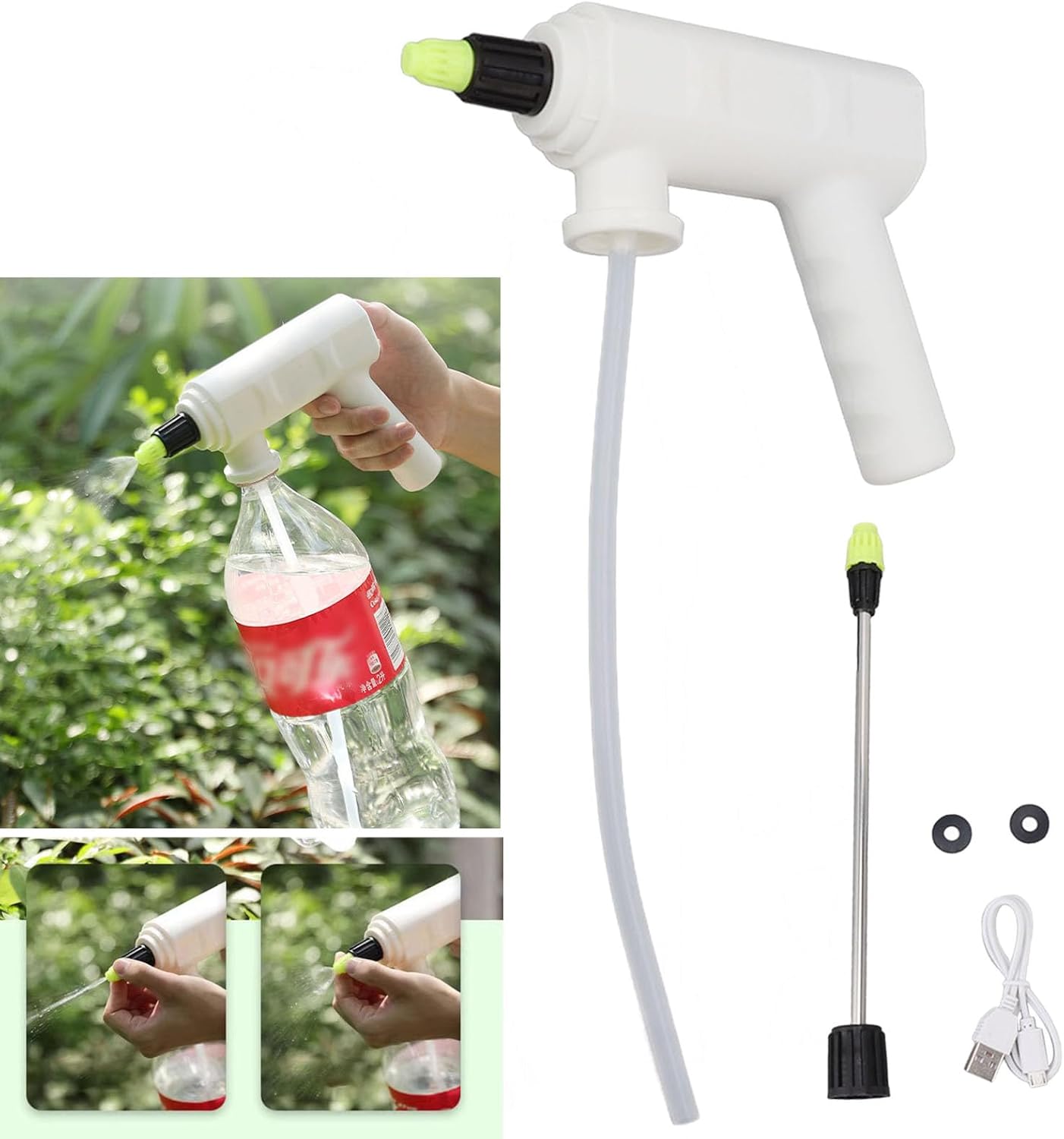 Electric Plant Sprayer Spout, Handheld Automatic Watering Sprayer Head with Spray Bar, Battery Powered USB Rechargeable Electric Spray Bottle for Home Garden(A)