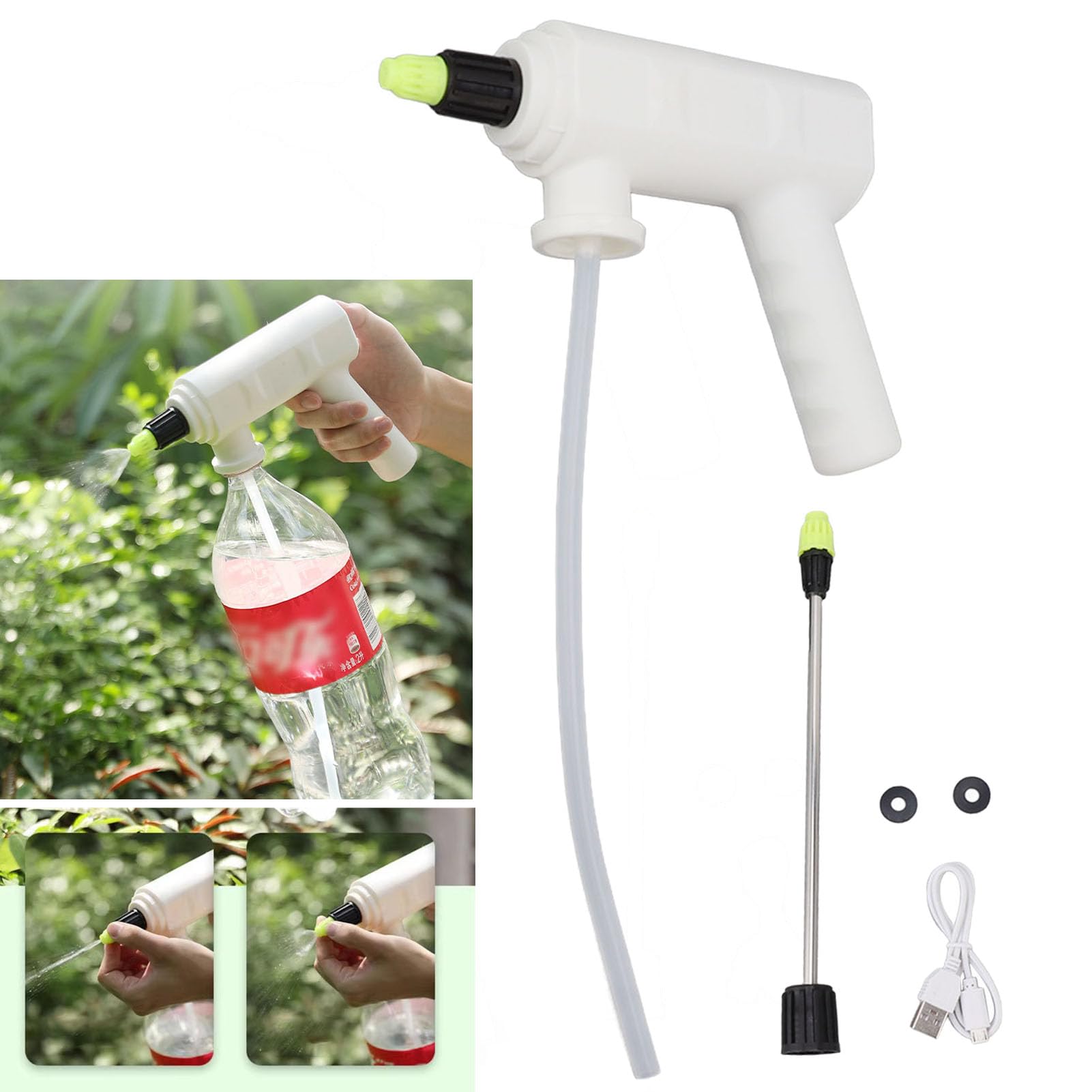 Yuecoom Electric Plant Sprayer Spout, Handheld Automatic Watering Sprayer Head with Spray Bar, Battery Powered USB Rechargeable Electric Spray Bottle for Home Garden(A)