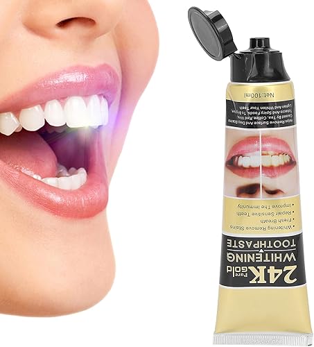 Miniatura 1 de Pasta de dientes blanqueadora de oro 24k 3.4 fl oz, pastas dentales de limpieza profunda Cuidado bucal