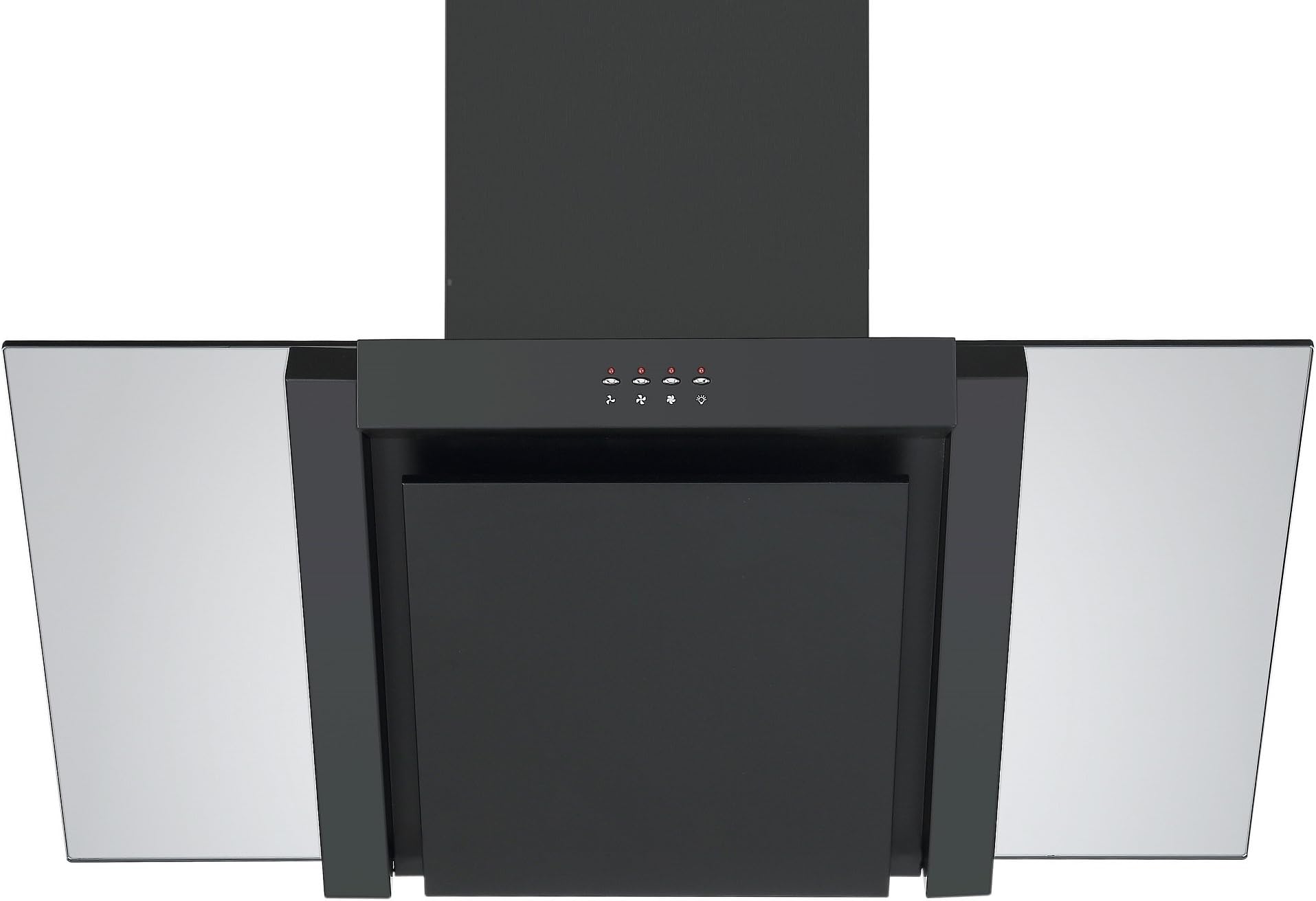Angled Glass Extractor Fan | Cookology ANG905BK Unbranded 90cm Angled Glass Chimney Cooker Hood in Black & Smoked Glass [Energy Class C]