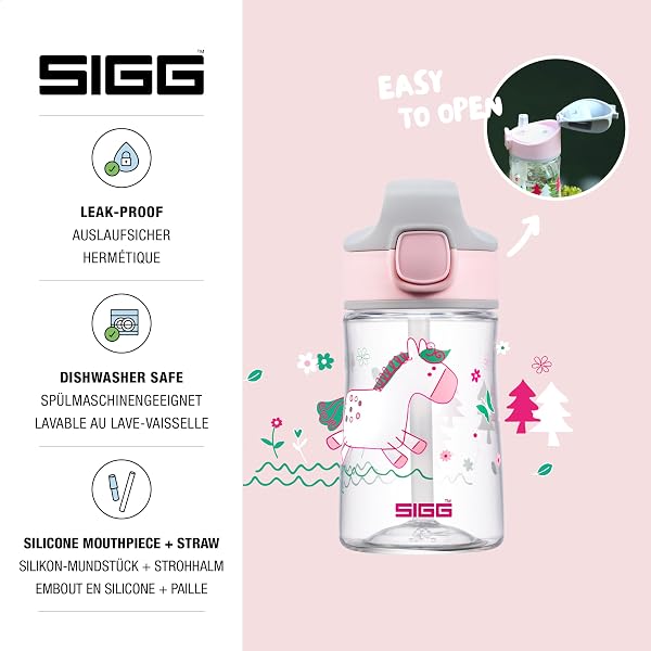 Sigg - Tritan Trinkflasche Kinder - Miracle - Mit Trinkhalm - Auslaufsicher - Federleicht - BPA-frei - aus kratzresistentem Tritan - Schule & Sport - 0,35L / 0,45L - 3