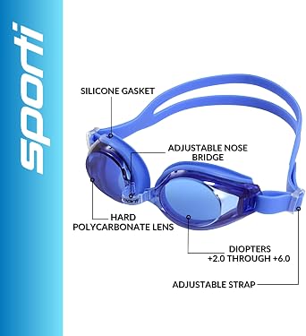 Sporti Unisex-Adult Positive Optical Swimming Goggles +2.0 To +6.0 Diopters