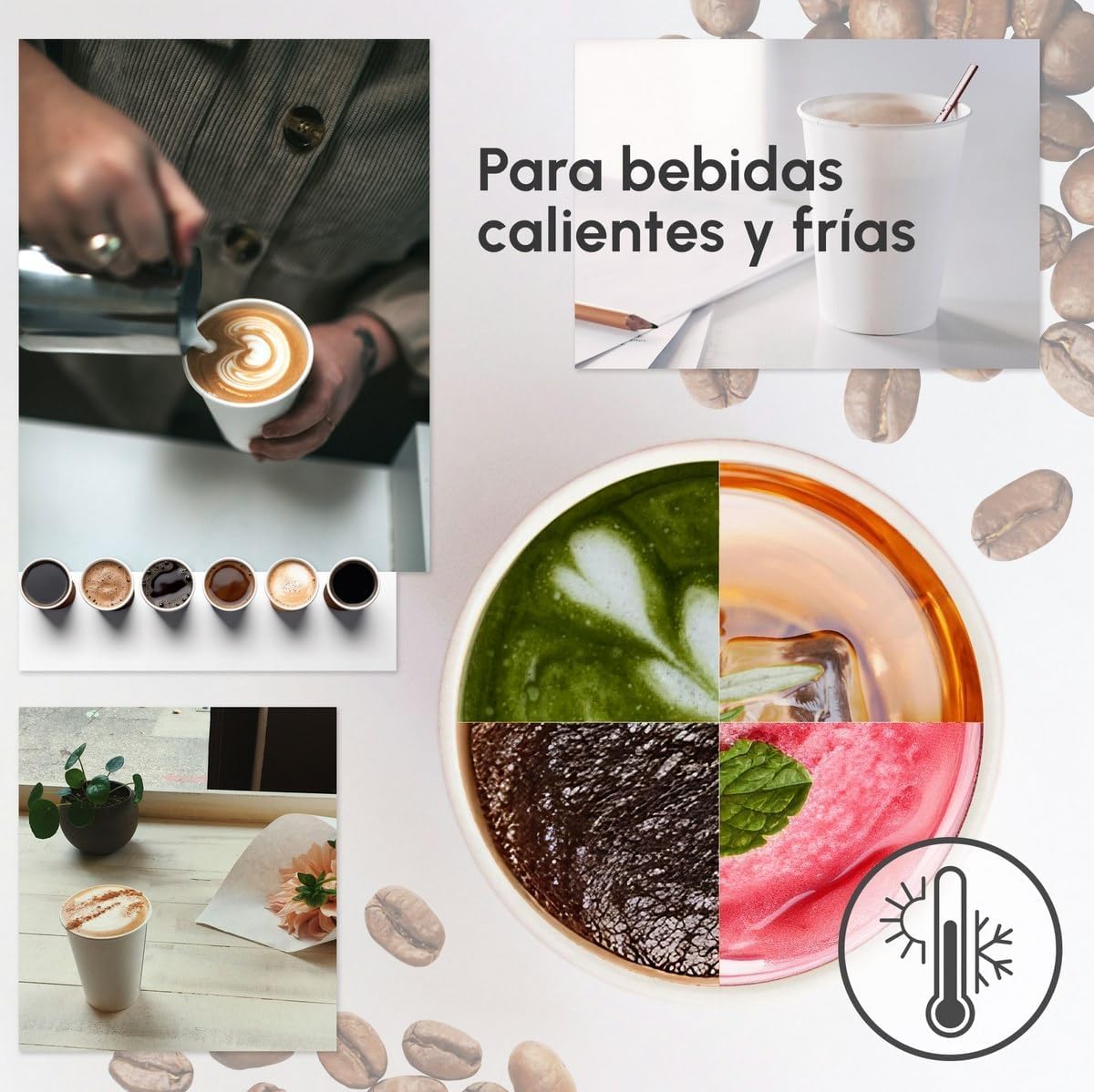 BEST PRODUCTS 400 vasos desechables café 250cc de cartón antifugas, biodegradables, compostables, reciclables, para café, agua, infusiones, bebidas frías y calientes para fiestas y eventos.