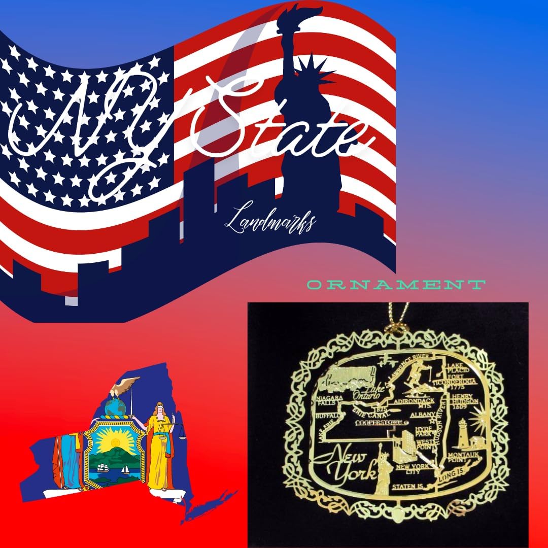 New York State Brass Christmas Ornament Souvenir Gift - Image 2