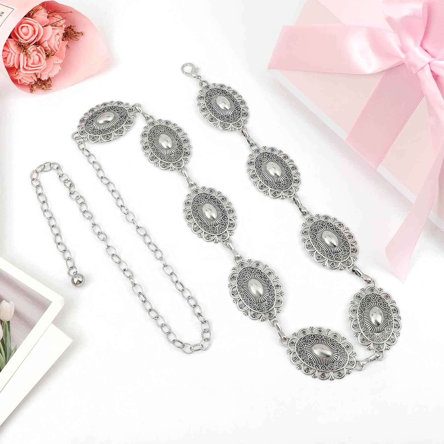 MRUVTC Vrouwen Verstelbare Ketting Riem Concho Western